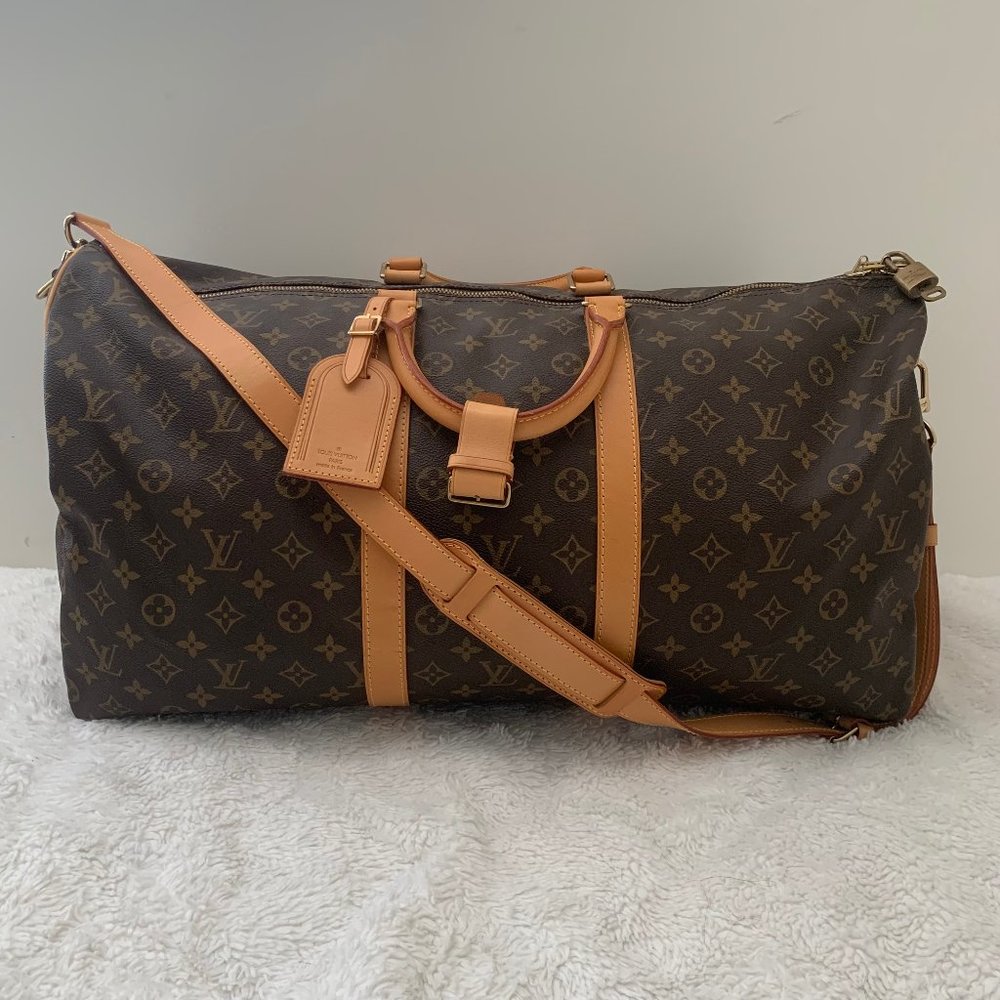 Louis Vuitton Keepall Bandoulière 55 Travel Bag Brown Monogram Canvas / Leather